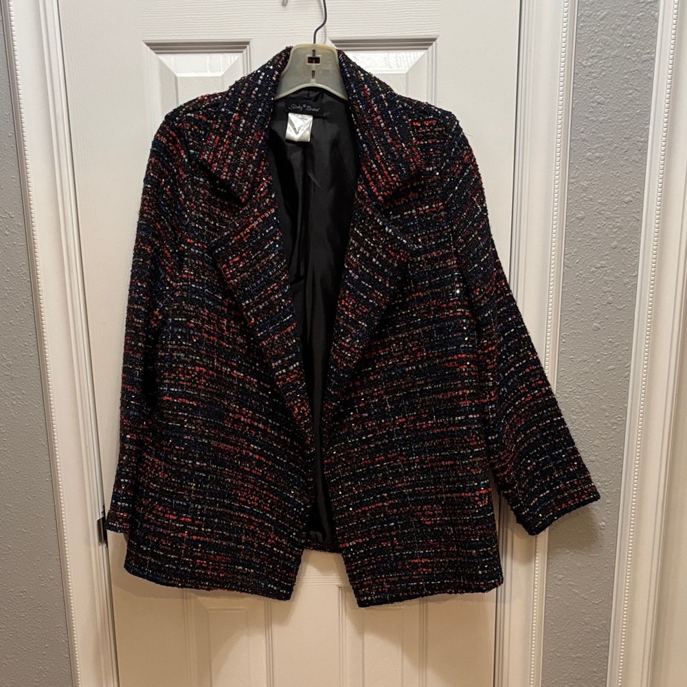 Slinky Brand Women's Tweed Blazer - Black and Red